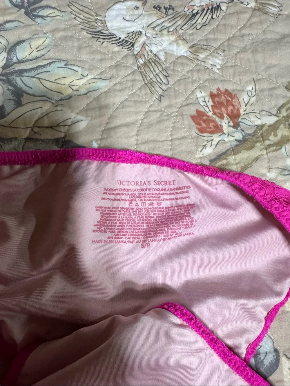 Victoria's Secret Hot Pink Lace Bikini Panty with Strappy Sides